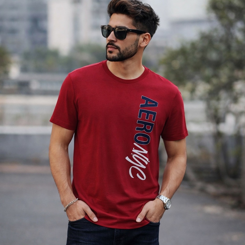 Aeropostale AERO NYC Red Graphic Tee Men’s Medium Cotton Shirt
